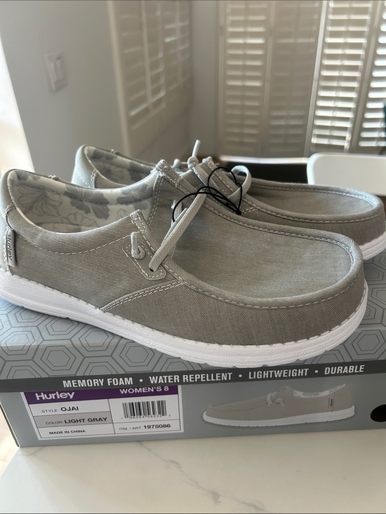 Hurley Shoes - Hurley Light Gray Canvas Slip-On Loafers